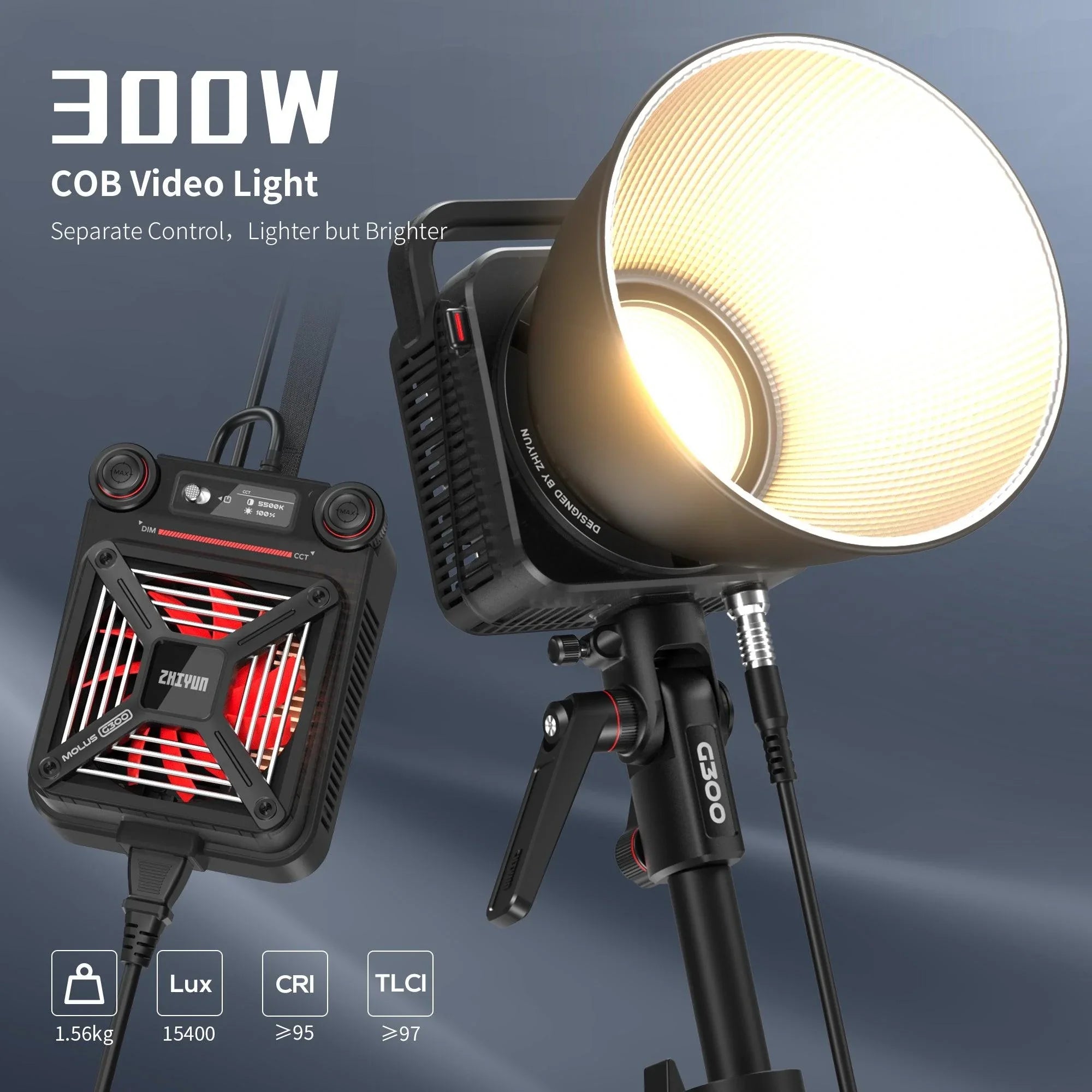 ZHIYUN MOLUS G300 300W COB Video Light - Vitopal