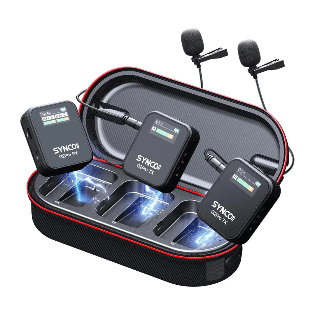 SYNCO G2(A2) Pro 2.4G Dual Lapel Mic Digital Wireless Lavalier Microphone with 2 TXs - Vitopal