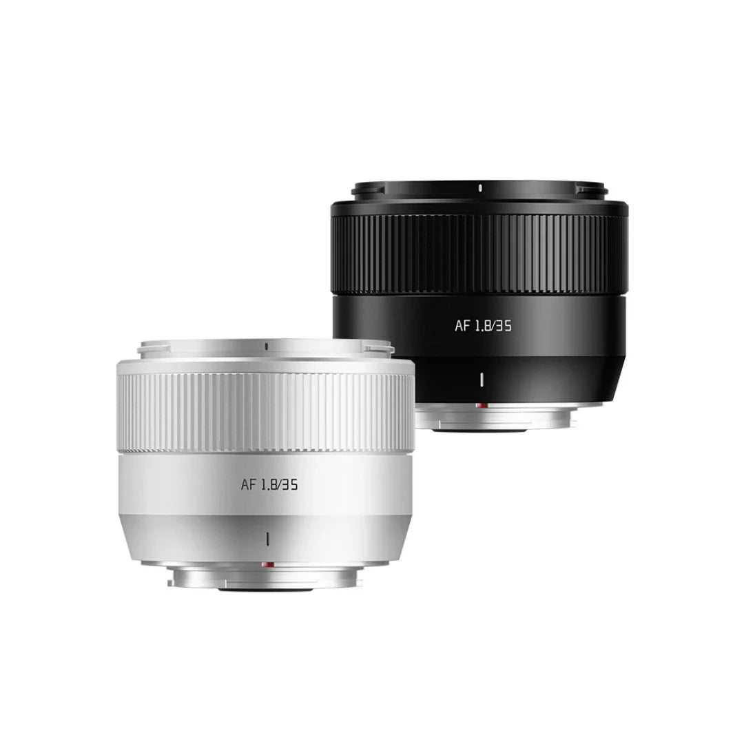 Black and white AF 1.8/35 camera lenses with autofocus, compact prime lenses