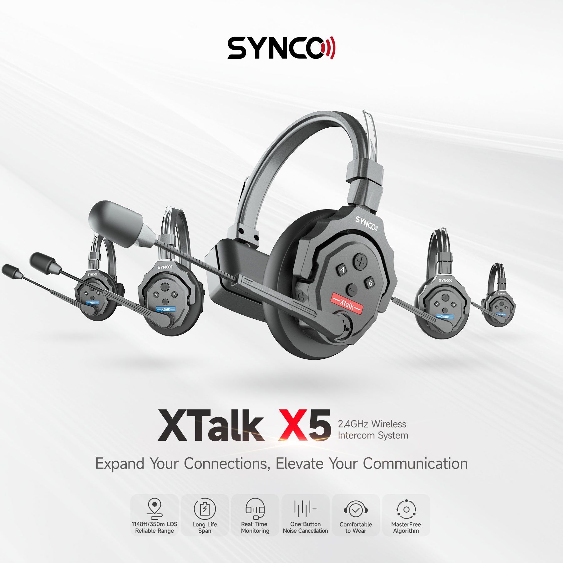 SYNCO XTalk 2.4GHz Wireless Intercom Headset System for Filmmaking