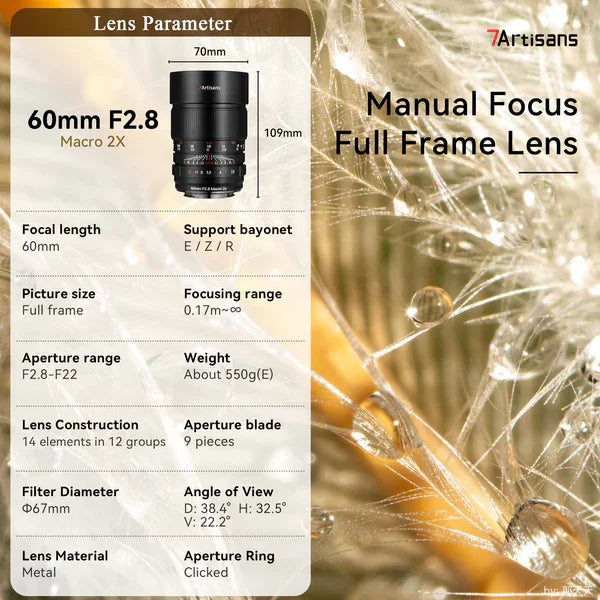 7artisans 60mm F2.8 2X Ultra-Macro Full Frame Lens - Vitopal