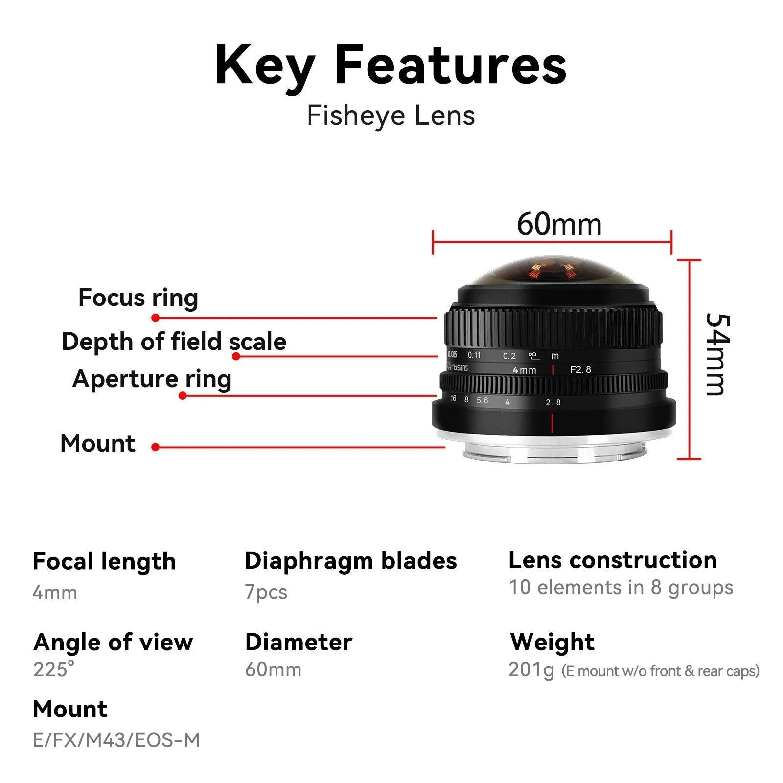 7artisans 4mm F2.8 Circular Fisheye Ultra Wide Angle Lens - Vitopal