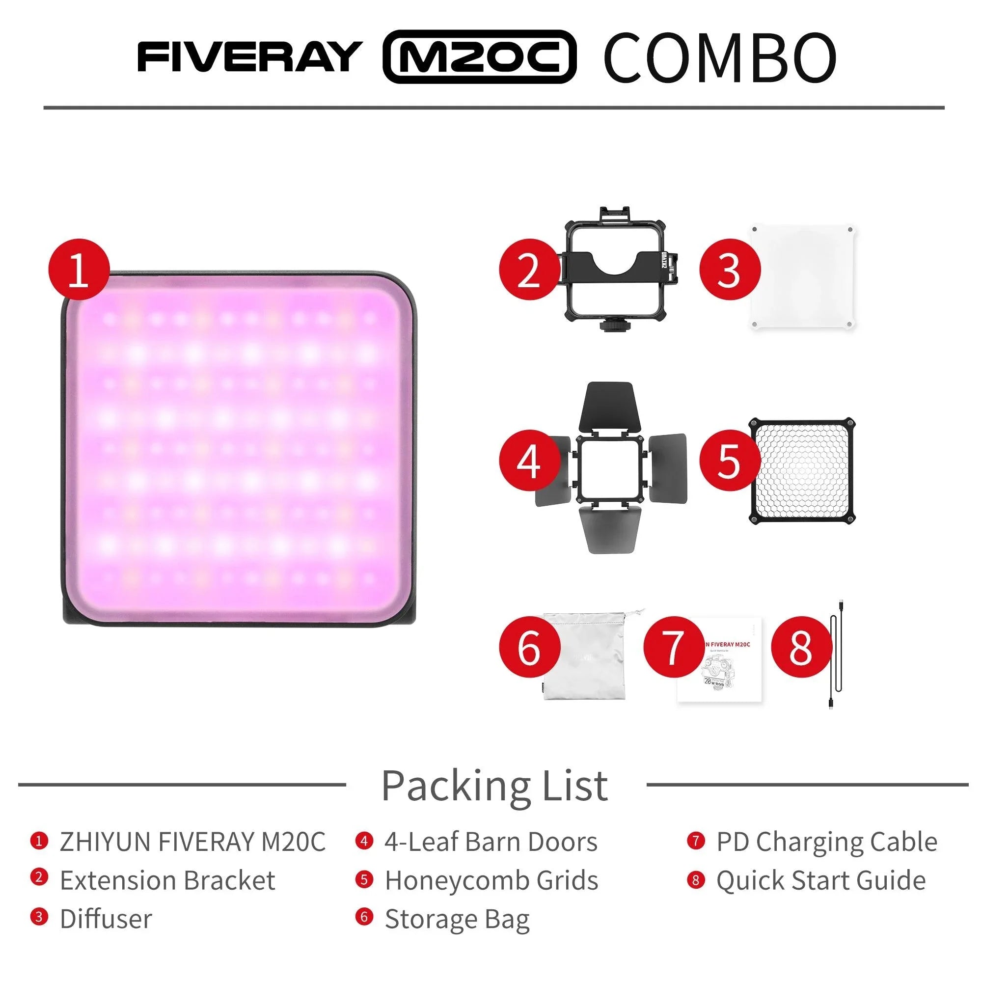ZHIYUN FIVERAY M20C RGB 20W Portable Video Light - Vitopal