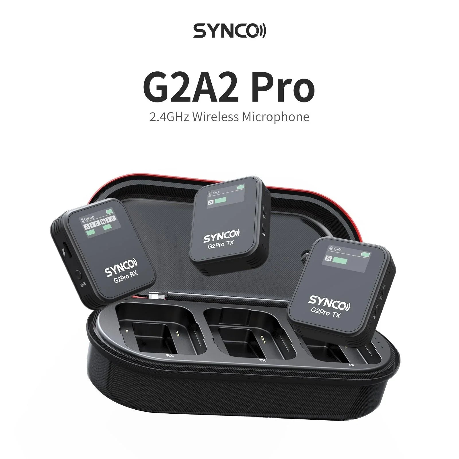 SYNCO G2(A2) Pro 2.4G Dual Lapel Mic Digital Wireless Lavalier Microphone with 2 TXs - Vitopal