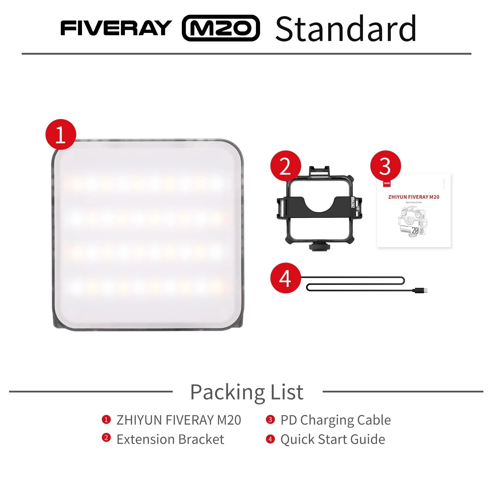 ZHIYUN FIVERAY M20 Bi-Color LED Light 20W Portable Camera Light - Vitopal