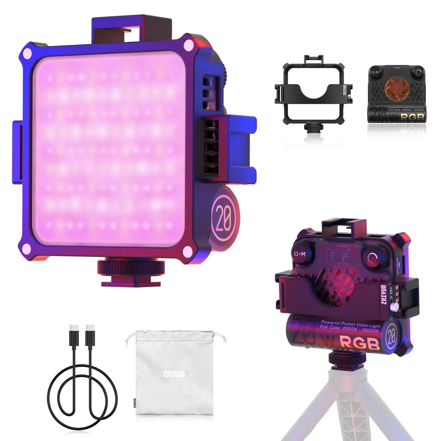 ZHIYUN FIVERAY M20C RGB 20W Portable Video Light - Vitopal