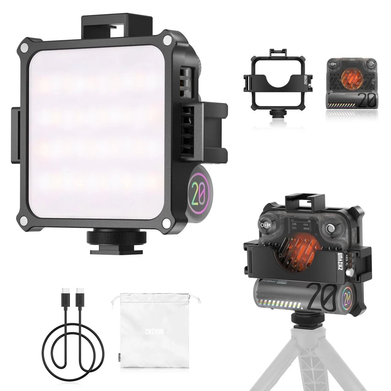 ZHIYUN FIVERAY M20 Bi-Color LED Light 20W Portable Camera Light - Vitopal