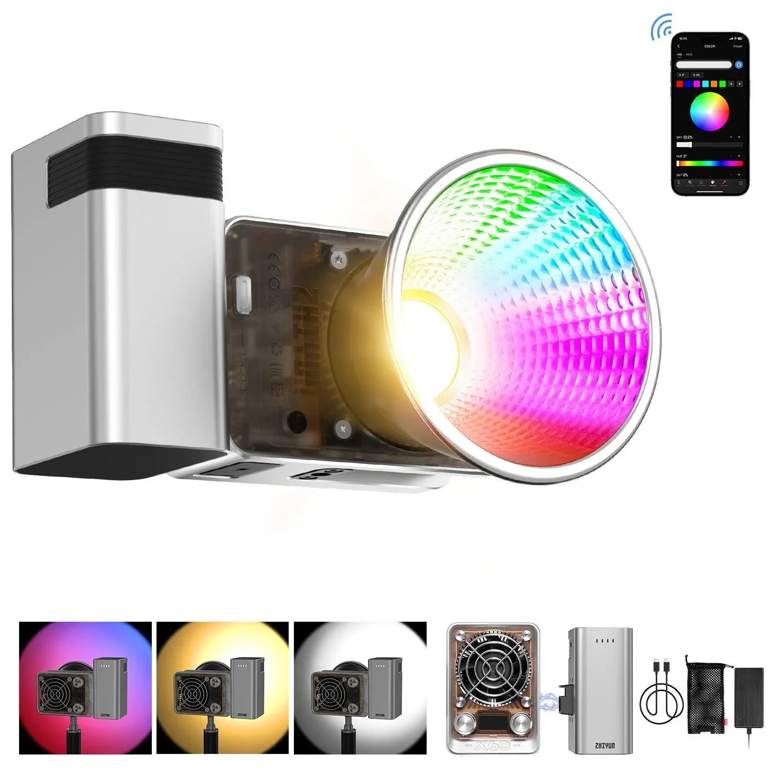 ZHIYUN Molus X60 Full-Color RGB LED Video Light - Vitopal