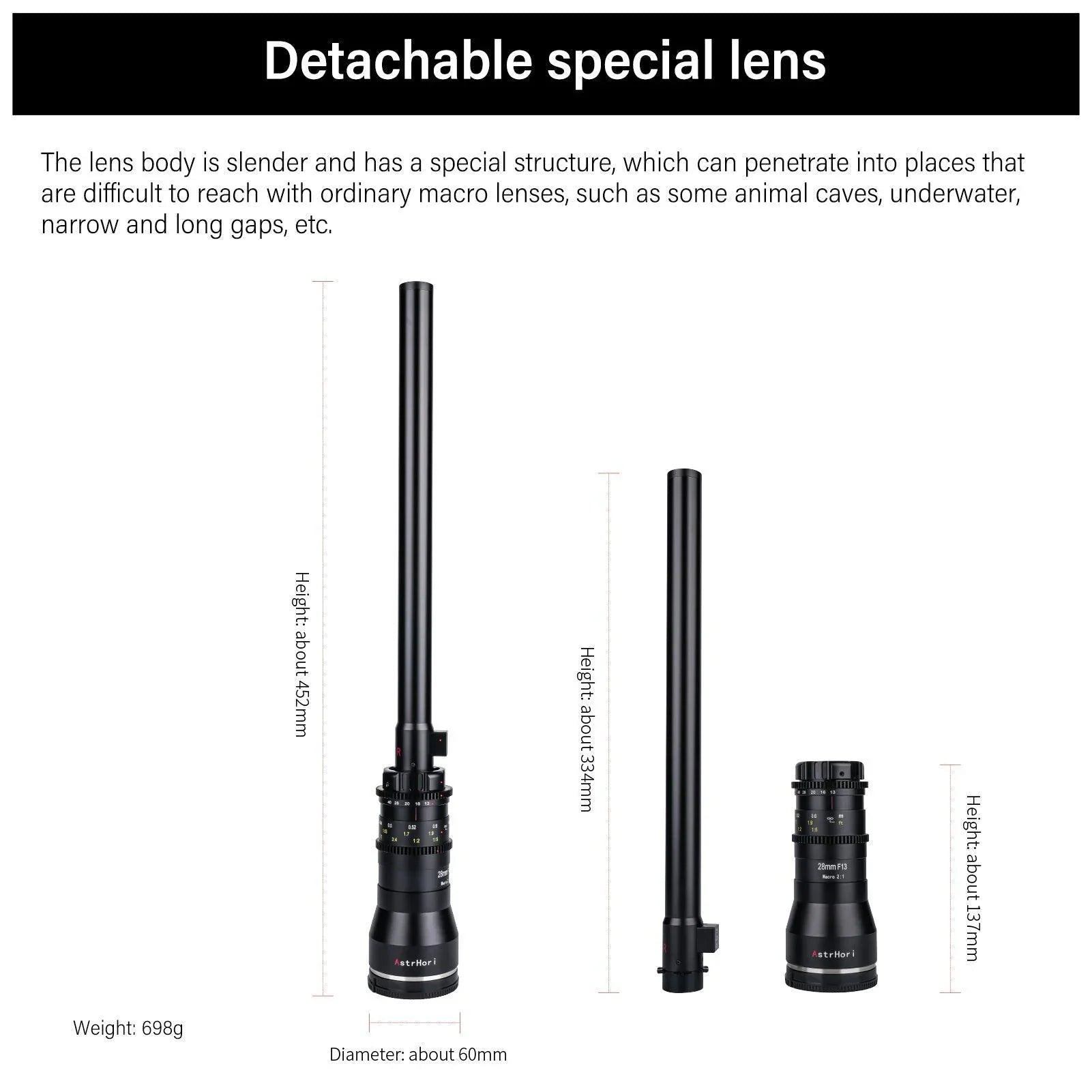 AstrHori 28mm F13 2X Macro Probe Full Frame Lens - Vitopal