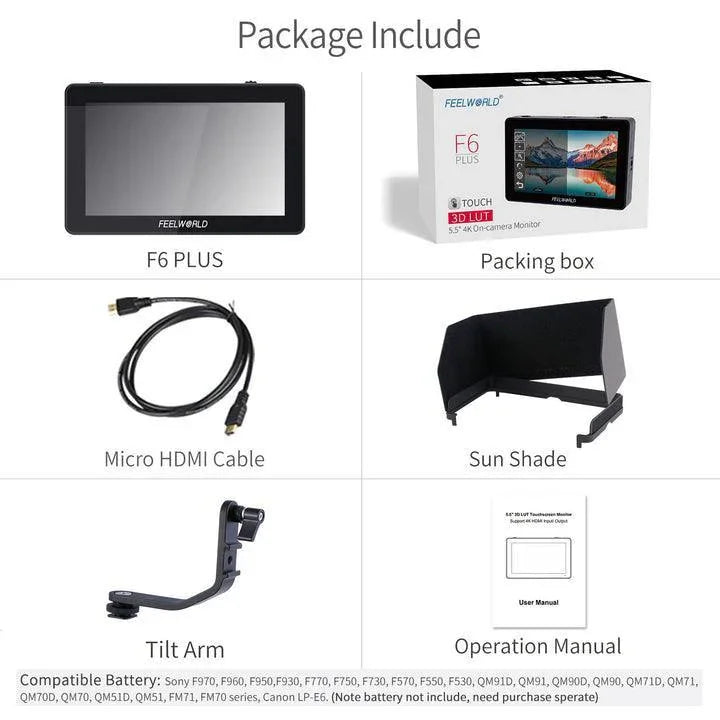 FEELWORLD F6 Plus 5.5 inch Touch Screen DSLR Camera Field Monitor - Vitopal
