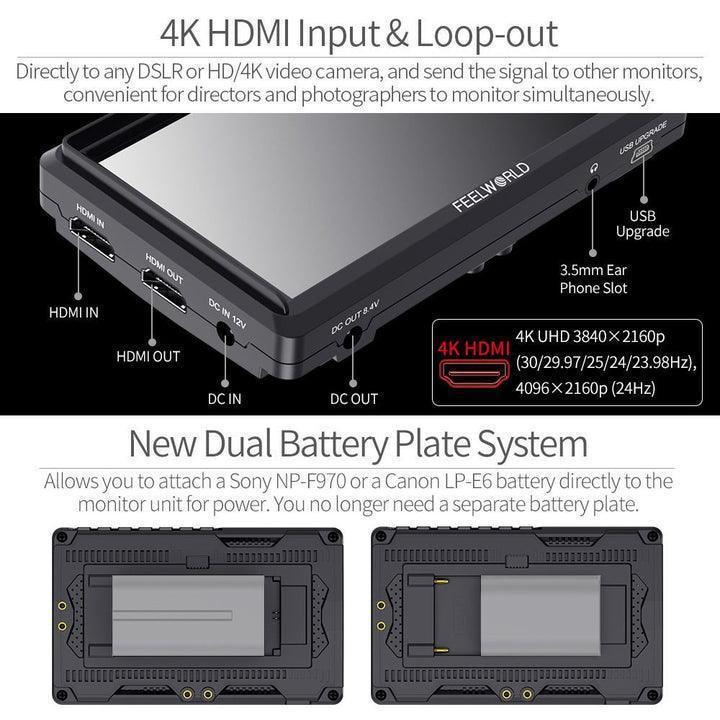 FEELWORLD FW568 V3 6 Inch DSLR 4k HDMI Ultra Bright Screen Camera Field Monitor - Vitopal