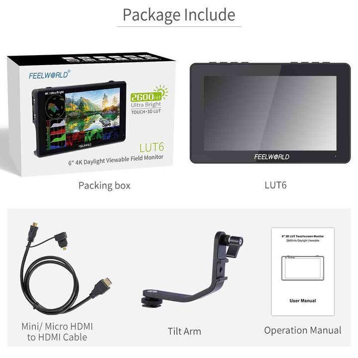 FEELWORLD LUT6 6 Inch 2600Nits HDR/3D Lut Touchscreen DSLR Camera Field Monitor - Vitopal