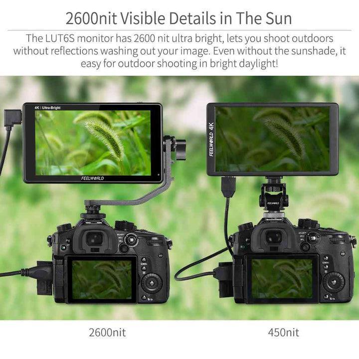 FEELWORLD LUT6S 6 Inch 2600Nits HDR/3D LUT Touch Screen DSLR Camera Field Monitor - Vitopal