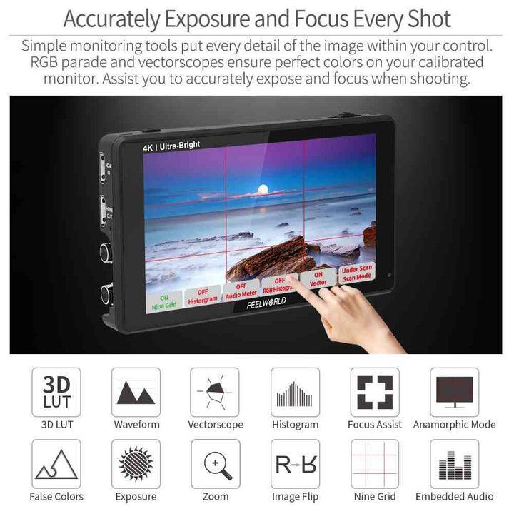 FEELWORLD LUT6S 6 Inch 2600Nits HDR/3D LUT Touch Screen DSLR Camera Field Monitor - Vitopal
