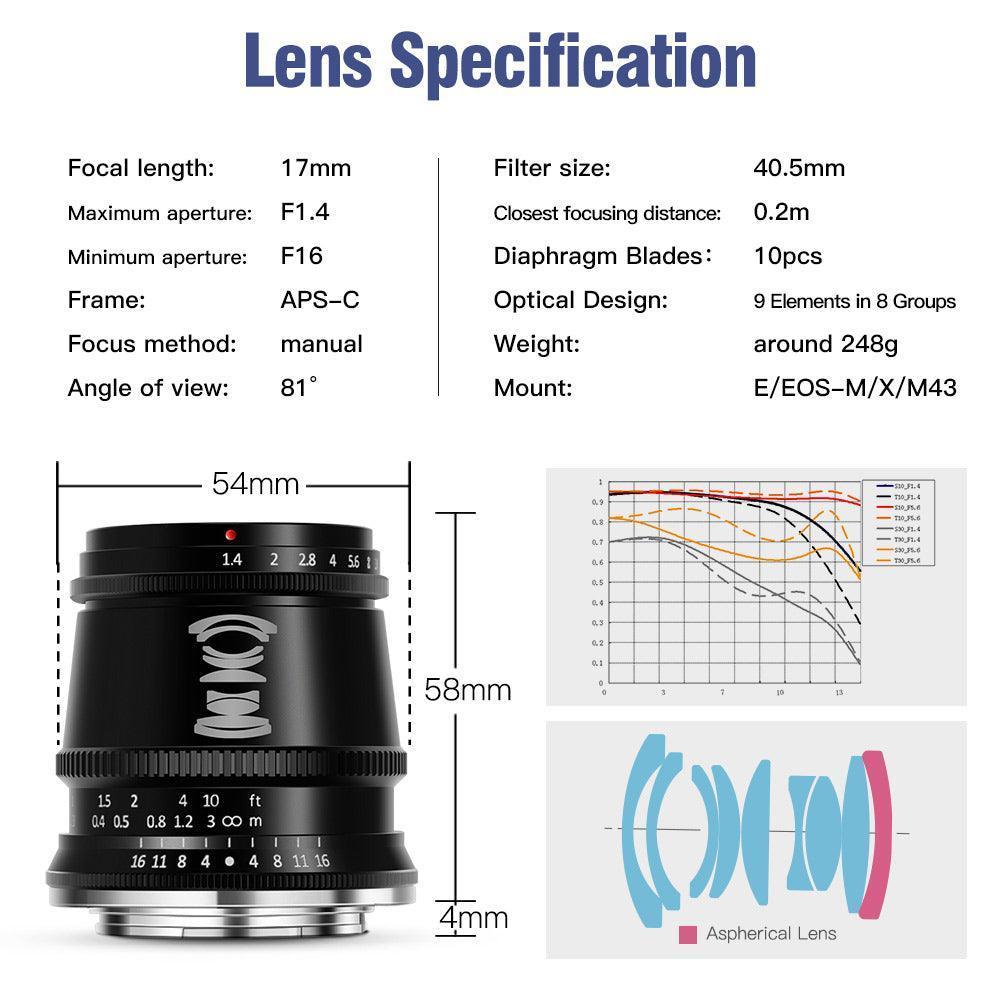 TTArtisan 17mm F1.4 Wide Angle Large Aperture APS-C Lens - Vitopal
