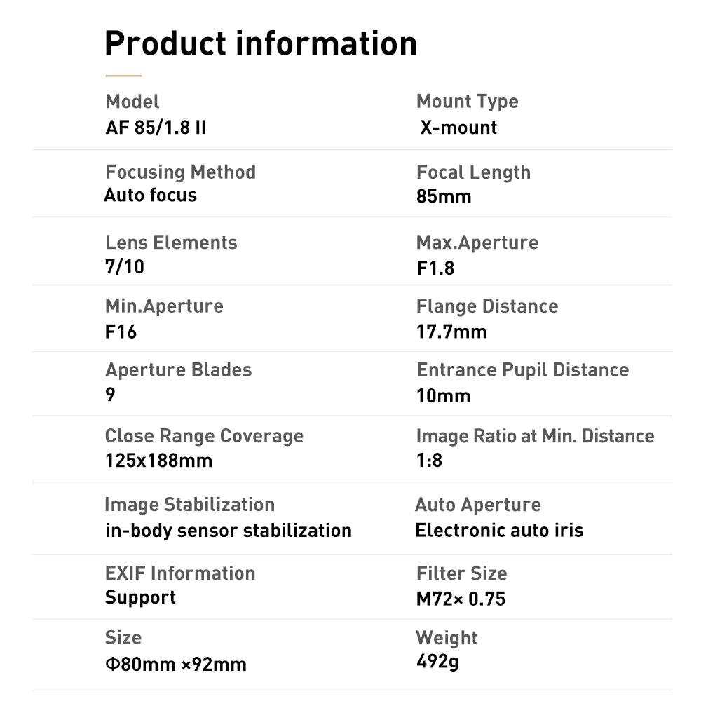 Viltrox AF 85mm F1.8 XF Mark II Full Frame Lens for Fujifilm X - Vitopal