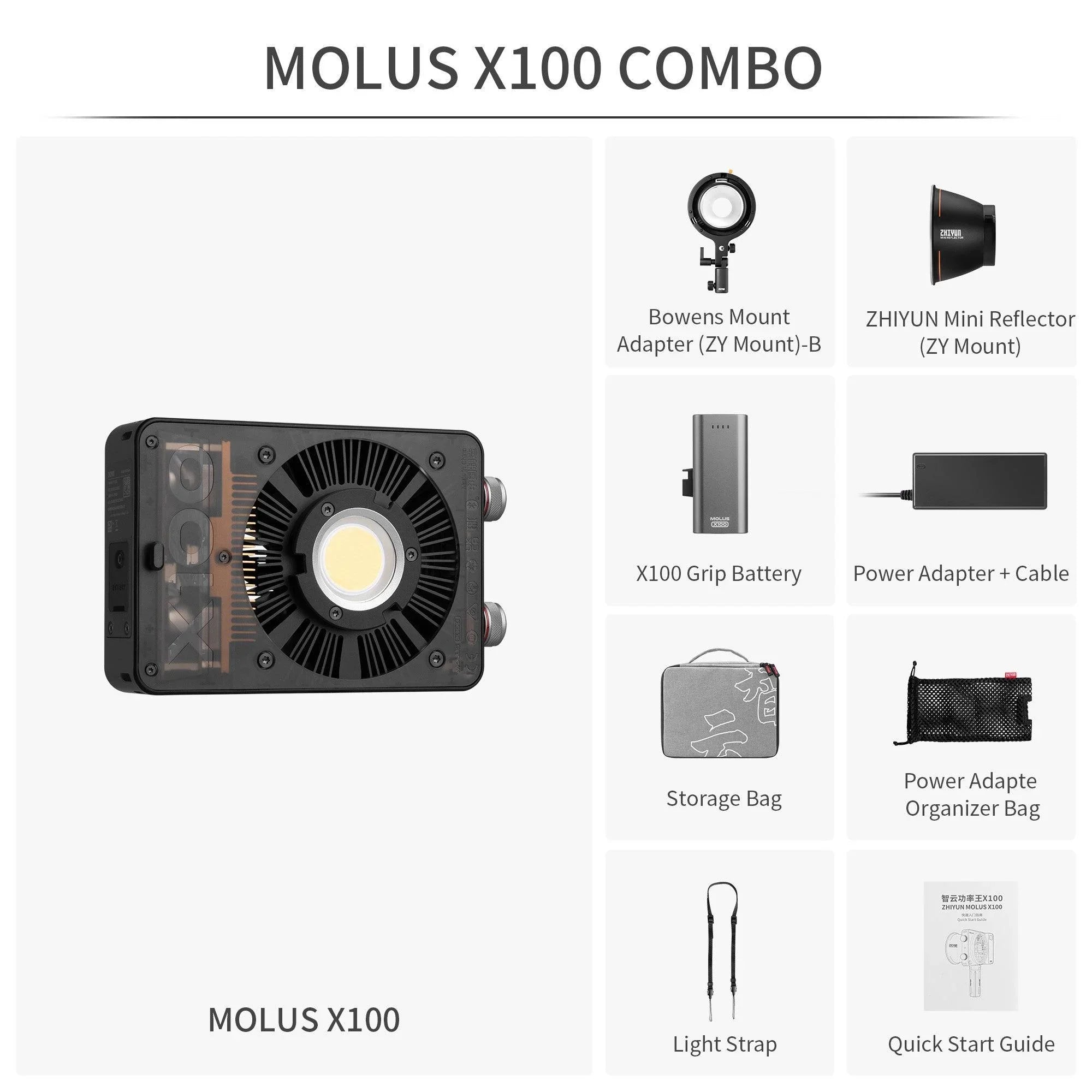 ZHIYUN MOLUS X100 100W Bi-Color LED Video Light - Vitopal