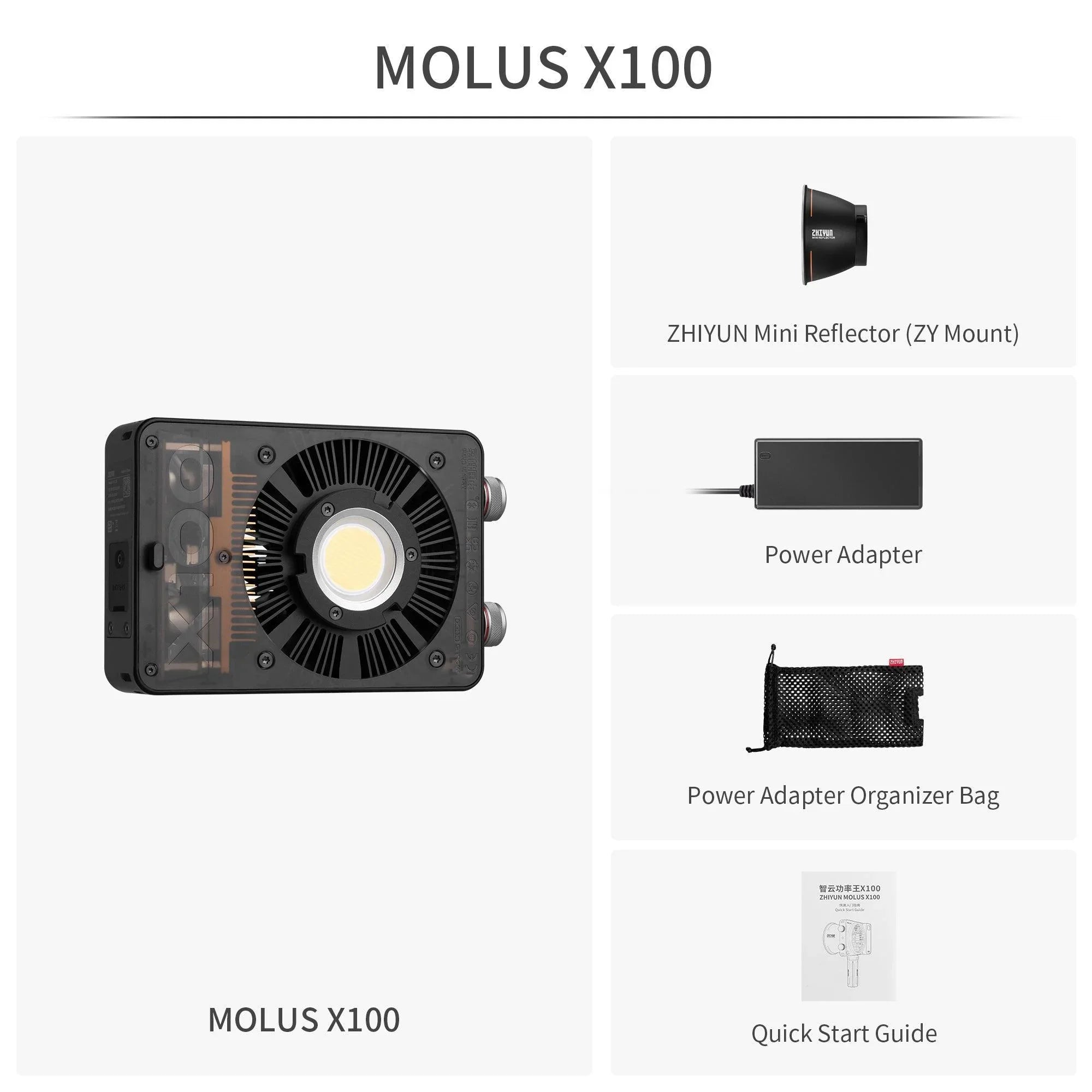 ZHIYUN MOLUS X100 100W Bi-Color LED Video Light - Vitopal