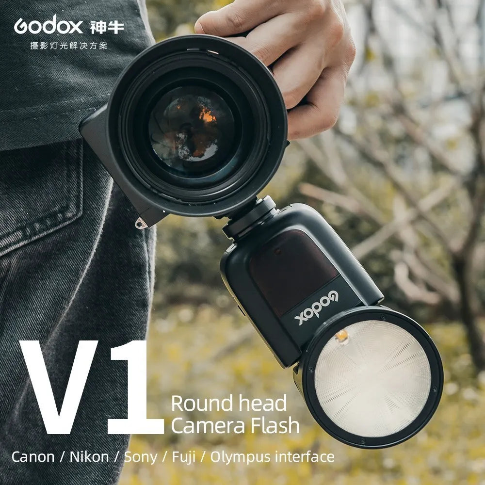 Flash Speedlite de cámara de cabeza redonda Godox V1 
