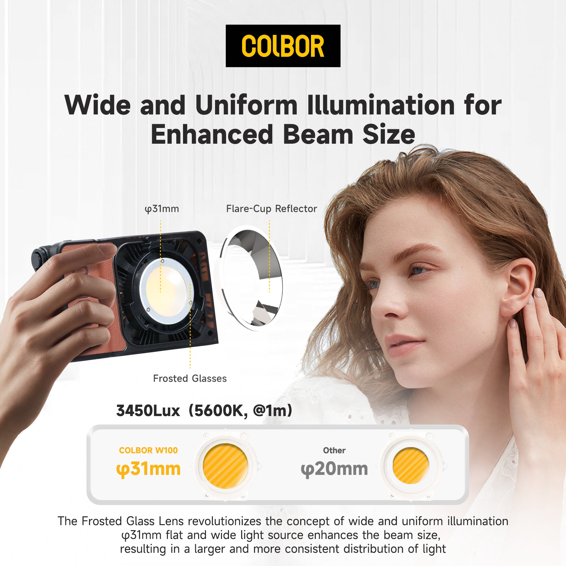 Colbor W100 Luz de vídeo LED portátil para fotografía Vídeo YouTube TikTok Disparos al aire libre