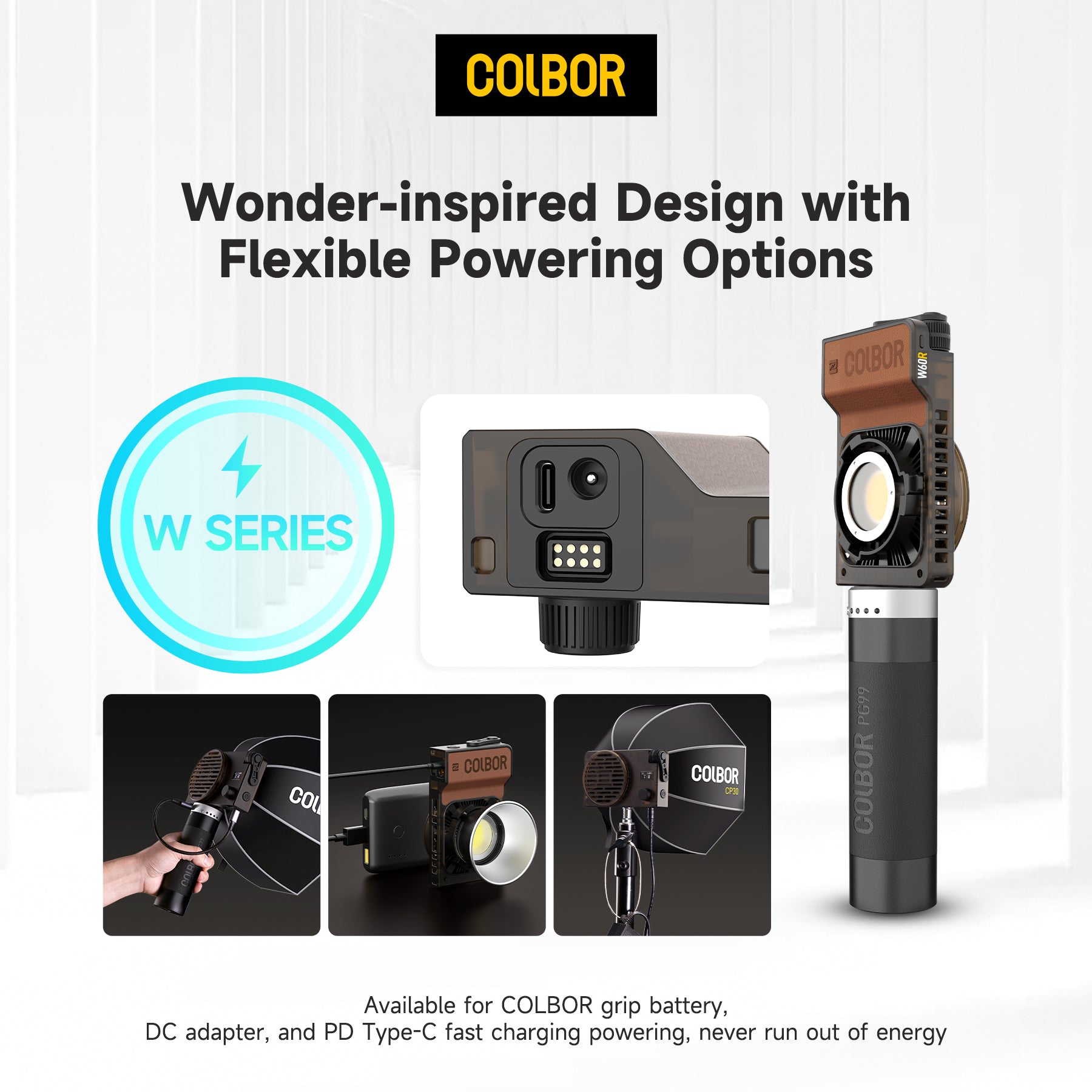 Colbor W60 Luz de vídeo LED portátil para fotografía Vídeo YouTube TikTok Disparos al aire libre 