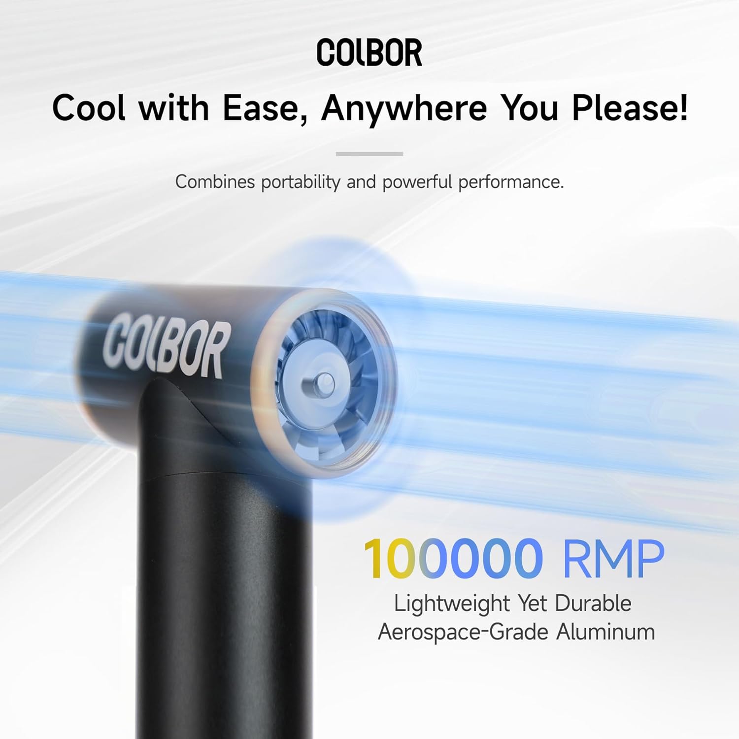 COLBOR Airmaxx A1 Mini Jet Fan Plumero de aire eléctrico Luz LED incorporada