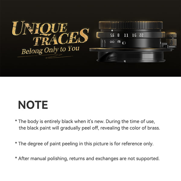 TTArtisan M 28 mm F5.6 Lente de enfoque manual de fotograma completo para Leica M (latón negro)